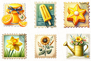 Yellow Summer Postage Stamp Clipart, an Illustration by OK Design (Thumbnail 2 of 4)