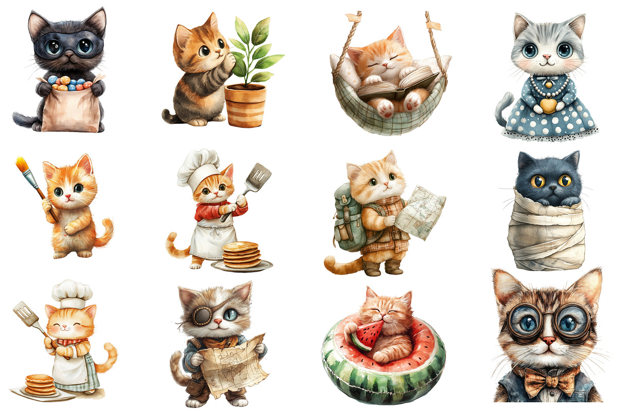 Funny Quirky Cats Clipart, an Illustration by Designworld (Photo 2 of 5)