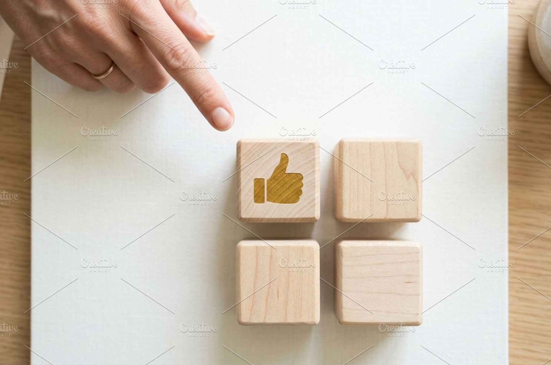 Wooden Block with Thumbs Up Icon, a Business Photo by thepslr