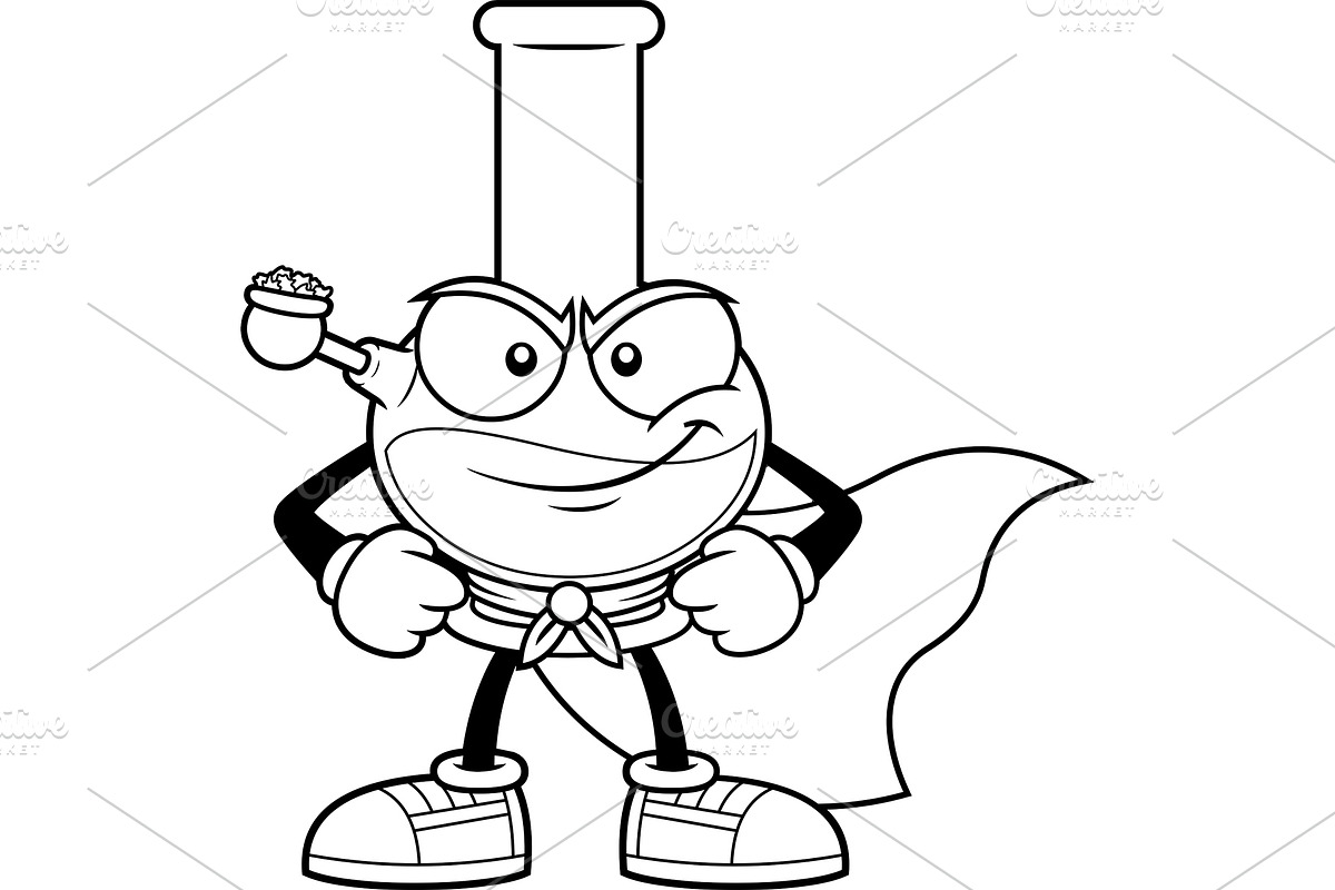 Outlined Marijuana Bong SuperHero, an Illustration by HitToon