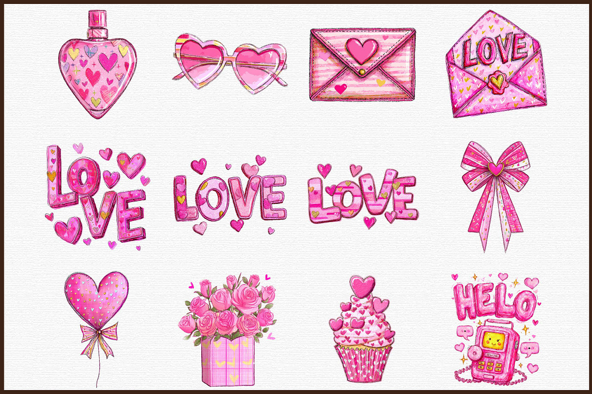 Watercolor Valentine Day Clipart, an Illustration by Sublimation Artist (Photo 3 of 6)