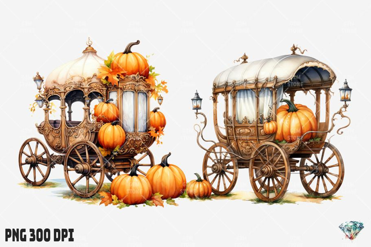 Pumpkin Chariot Watercolor, an Illustration by Gemstone (Photo 10 of 12)