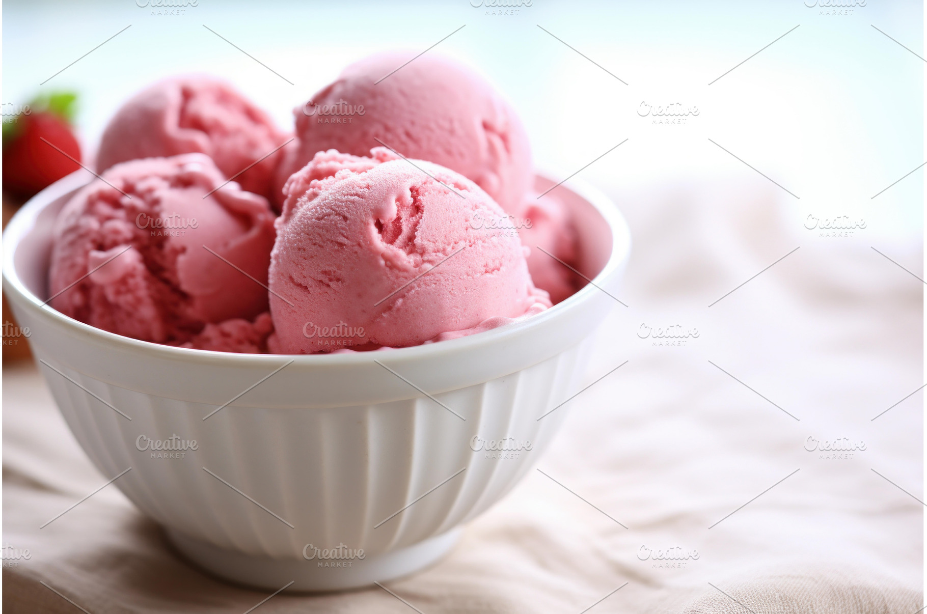Creamy Pink ice cream ball. Generate, a Food & Drink Photo by Ylivdesign