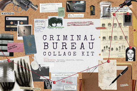 Criminal Bureau Collage Kit, an Object Graphic by Freezerondigital
