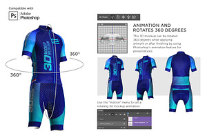 3d Mens Cycling Jersey Kit Fullzip