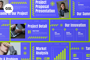 Blue Project Proposal Google Slide, a Presentation Template by graphicook