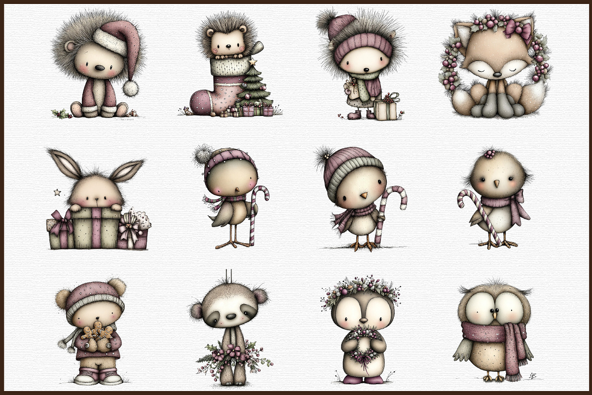 Whimsical Christmas Animals Clipart, an Illustration by Sublimation Artist (Photo 3 of 6)