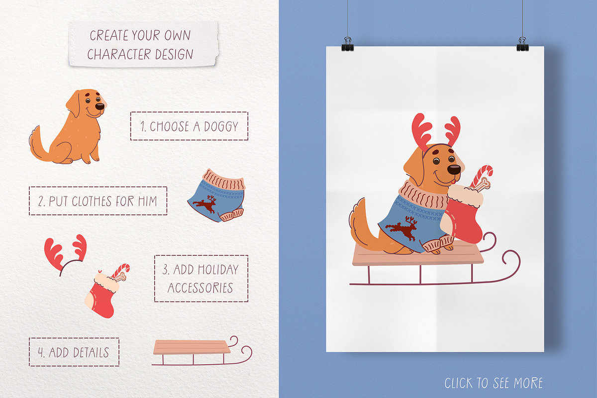 Christmas dogs. Designs generator, an Animal Illustration by Anna Summer (Photo 7 of 14)
