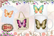 Glitter Butterfly Clipart PNG Bundle, an Animal Illustration by Ink Gallery (Thumbnail 4 of 13)