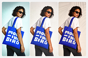 Young woman wearing canvas tote bag, a Merchandise Mockup by Mockingbird (Thumbnail 4 of 6)