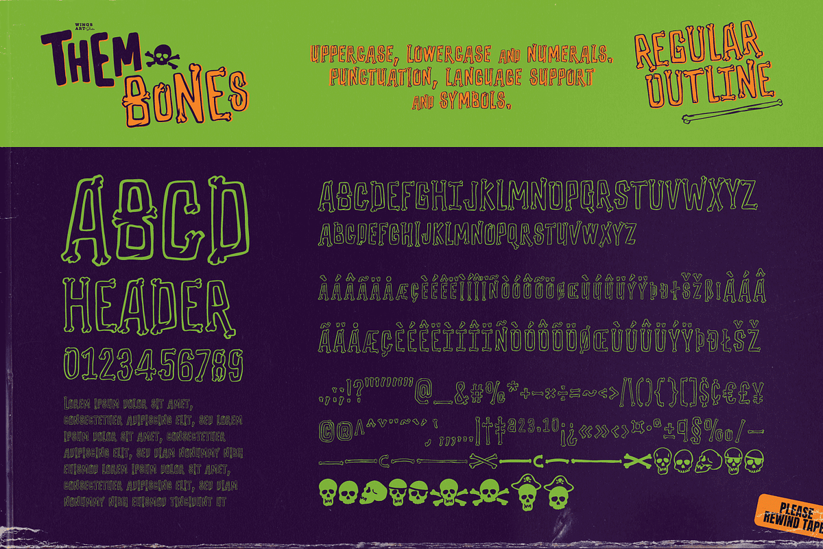 Them Bones: A Novelty Halloween Font, a Font by Wingsart Studio (Photo 4 of 16)
