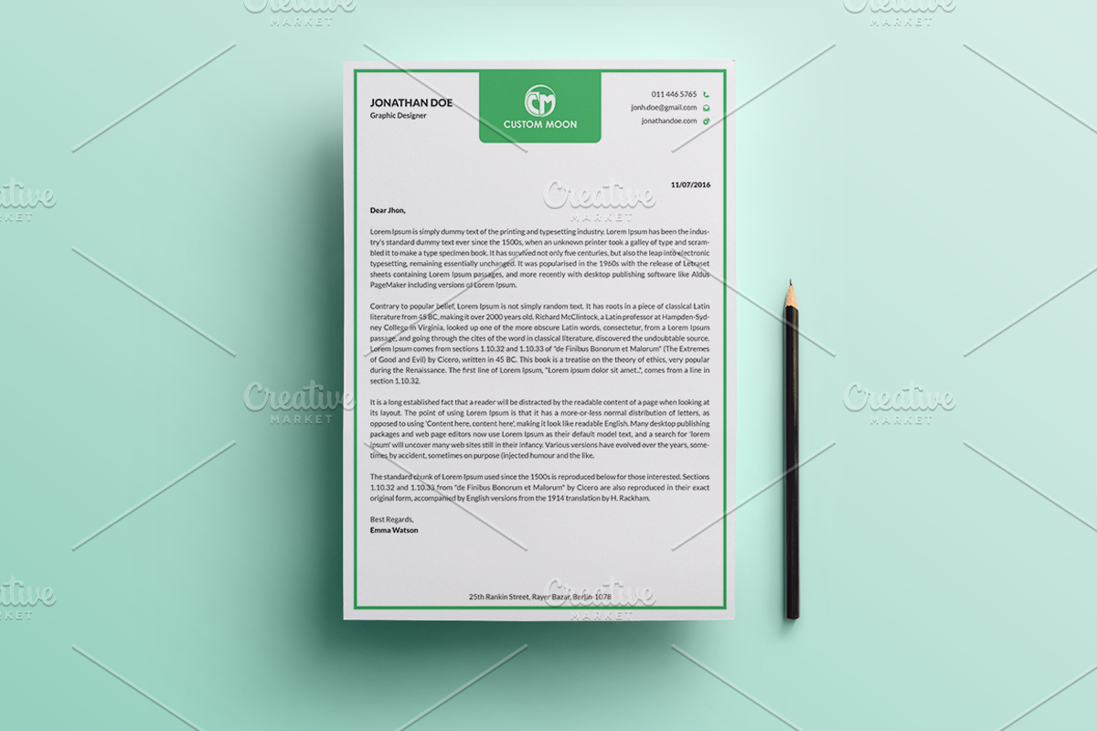 (32% Off) Simple & Clean Letterhead, a Stationery Template by Pentaclay (Photo 2 of 8)