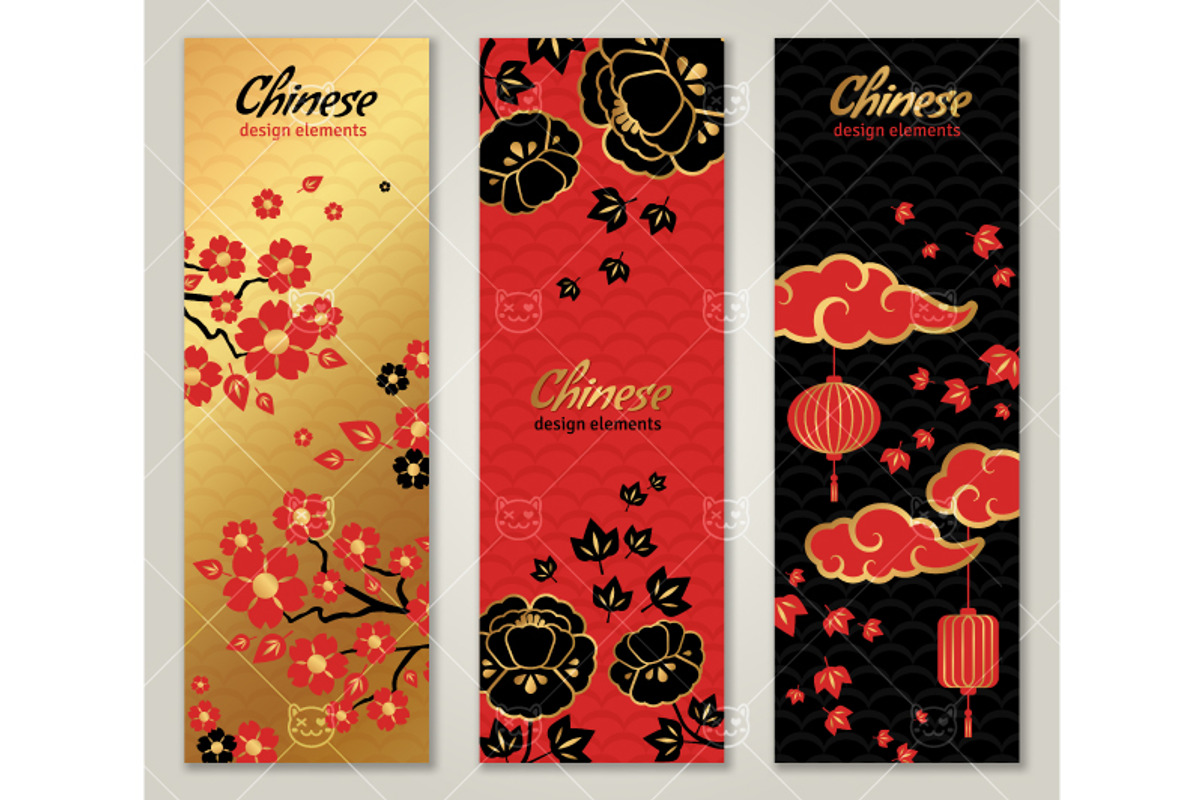 Chinese Banners, an Illustration by kotoffei | Creative Market