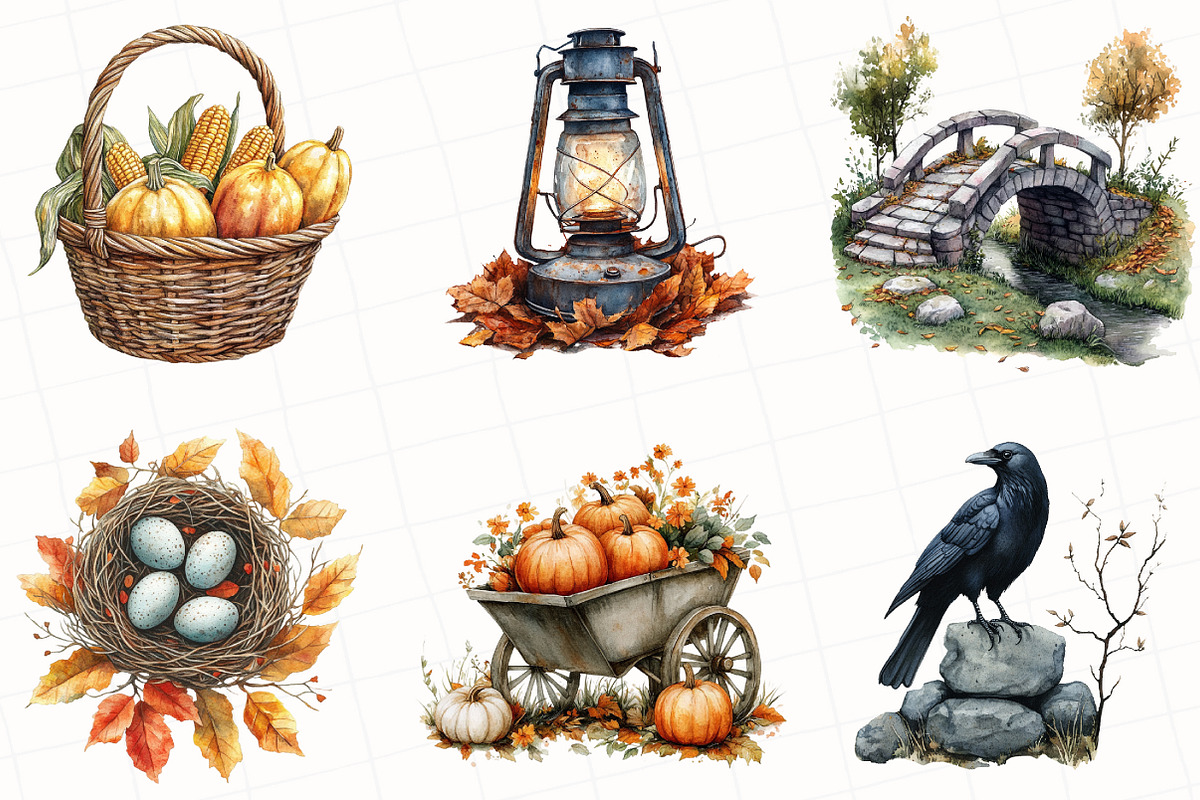 Watercolor Fall Sublimation Clipart, an Illustration by OK Design (Photo 4 of 5)