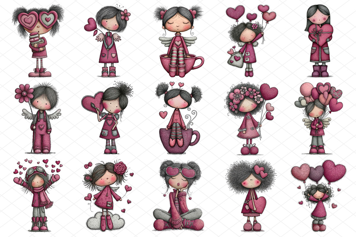 Whimsical Cupid Valentine Clipart, an Illustration by cherrydesign (Photo 3 of 4)