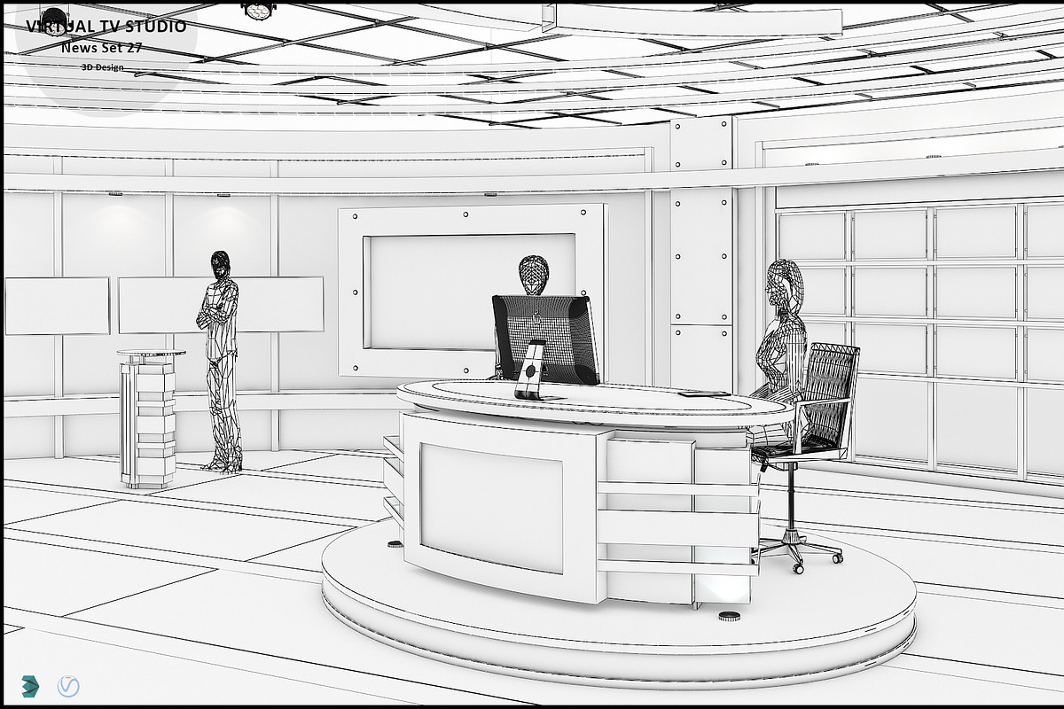 Virtual TV Studio News Set 27, an Architecture 3D Model by akerStudio (Photo 29 of 49)