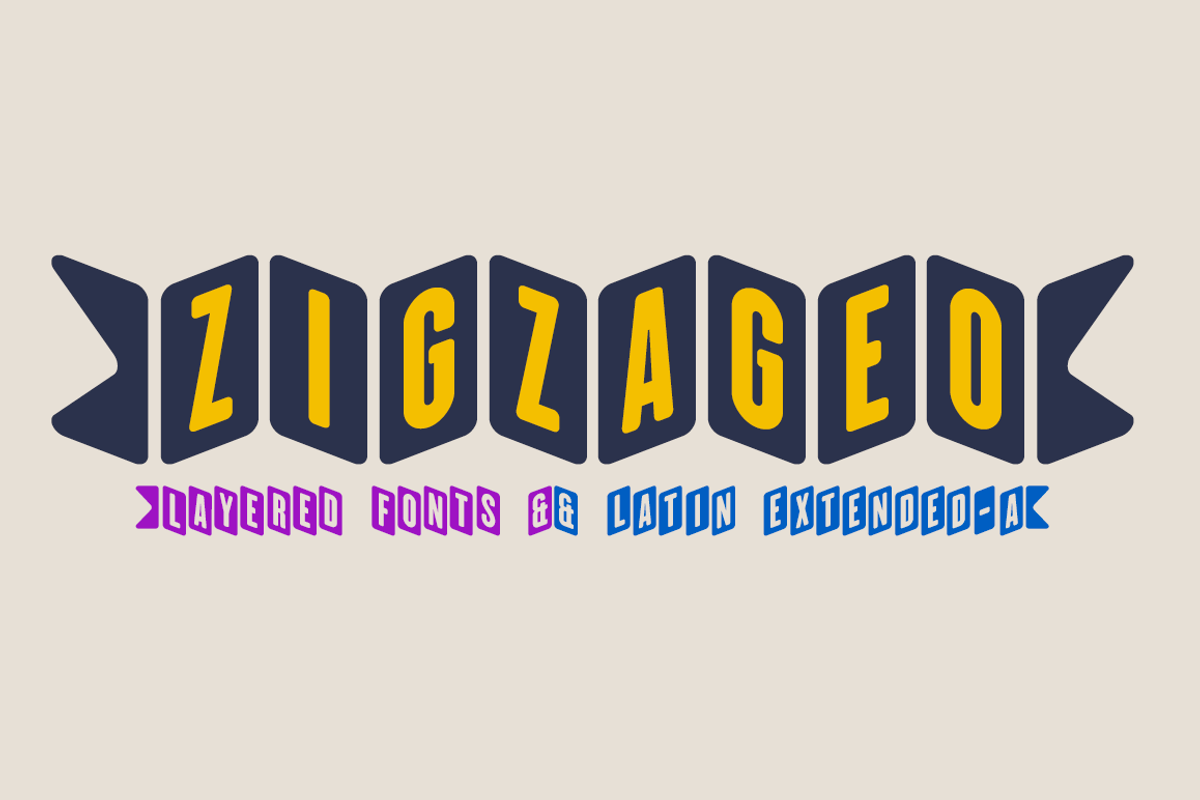 Zigzageo -3 fonts-, a Sans Serif Font by deFharo (Photo 1 of 5)