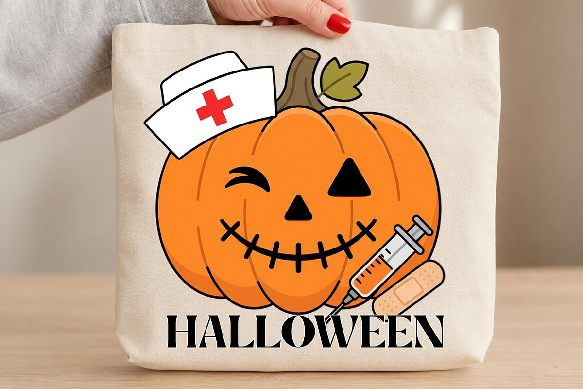Nurse Pumpkin Halloween PNG, a Seasonal Illustration by DreamCafeArt (Photo 3 of 7)