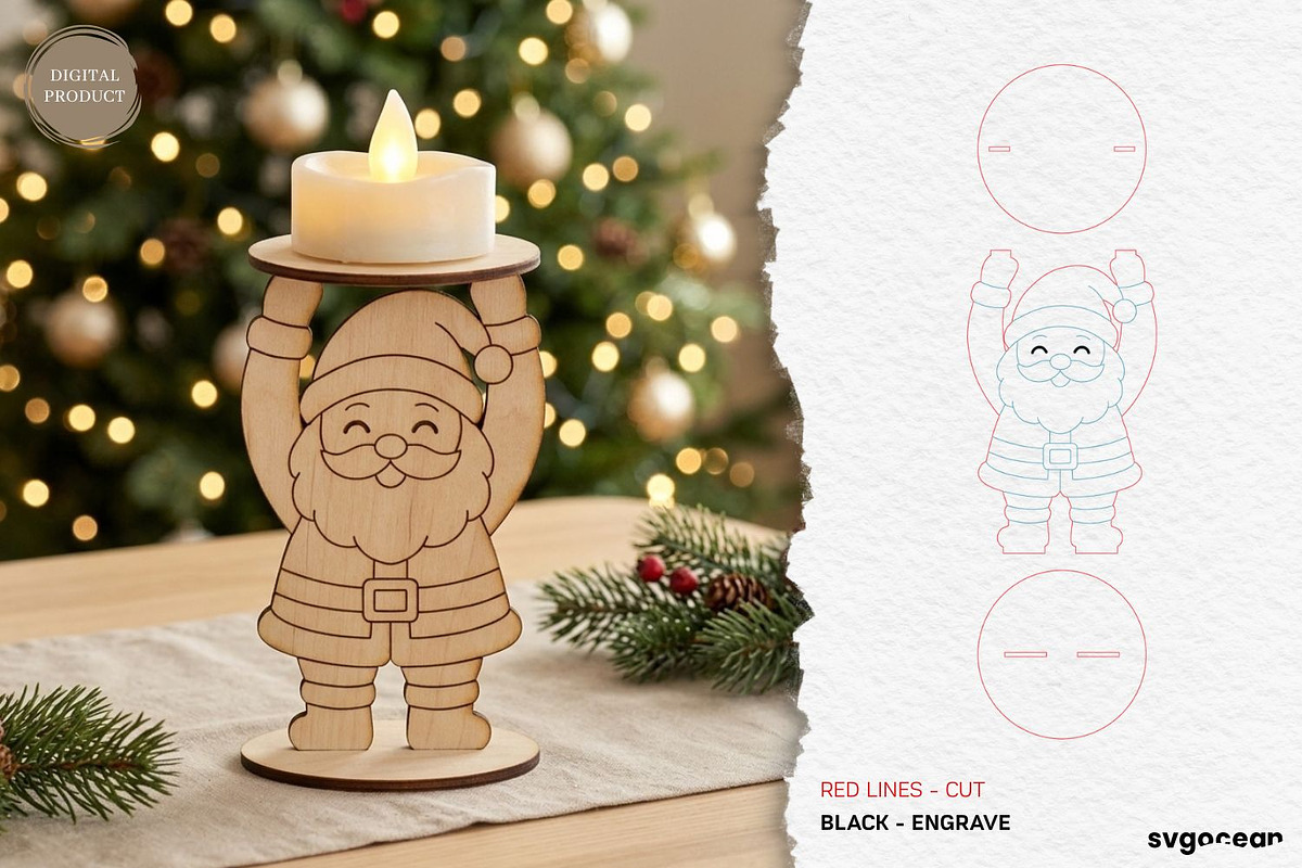 Christmas Character Candle Holders, a Decorative Illustration by svgocean (Photo 10 of 14)