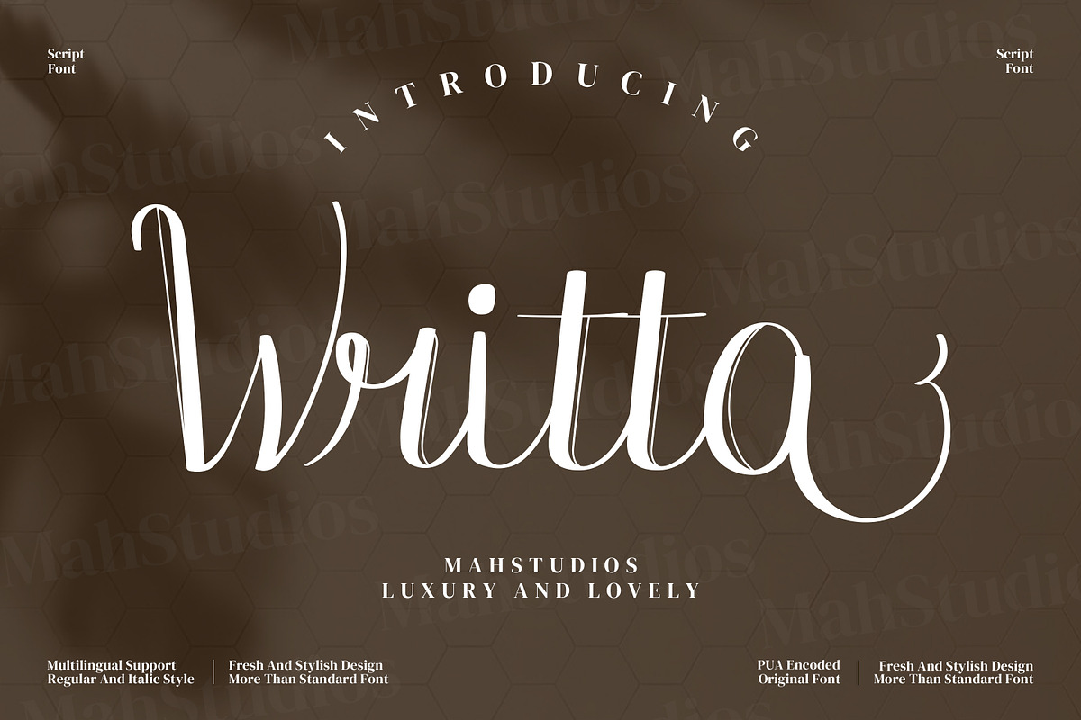 Writta Script Fonts, a Script Font by mahstudios (Photo 1 of 15)