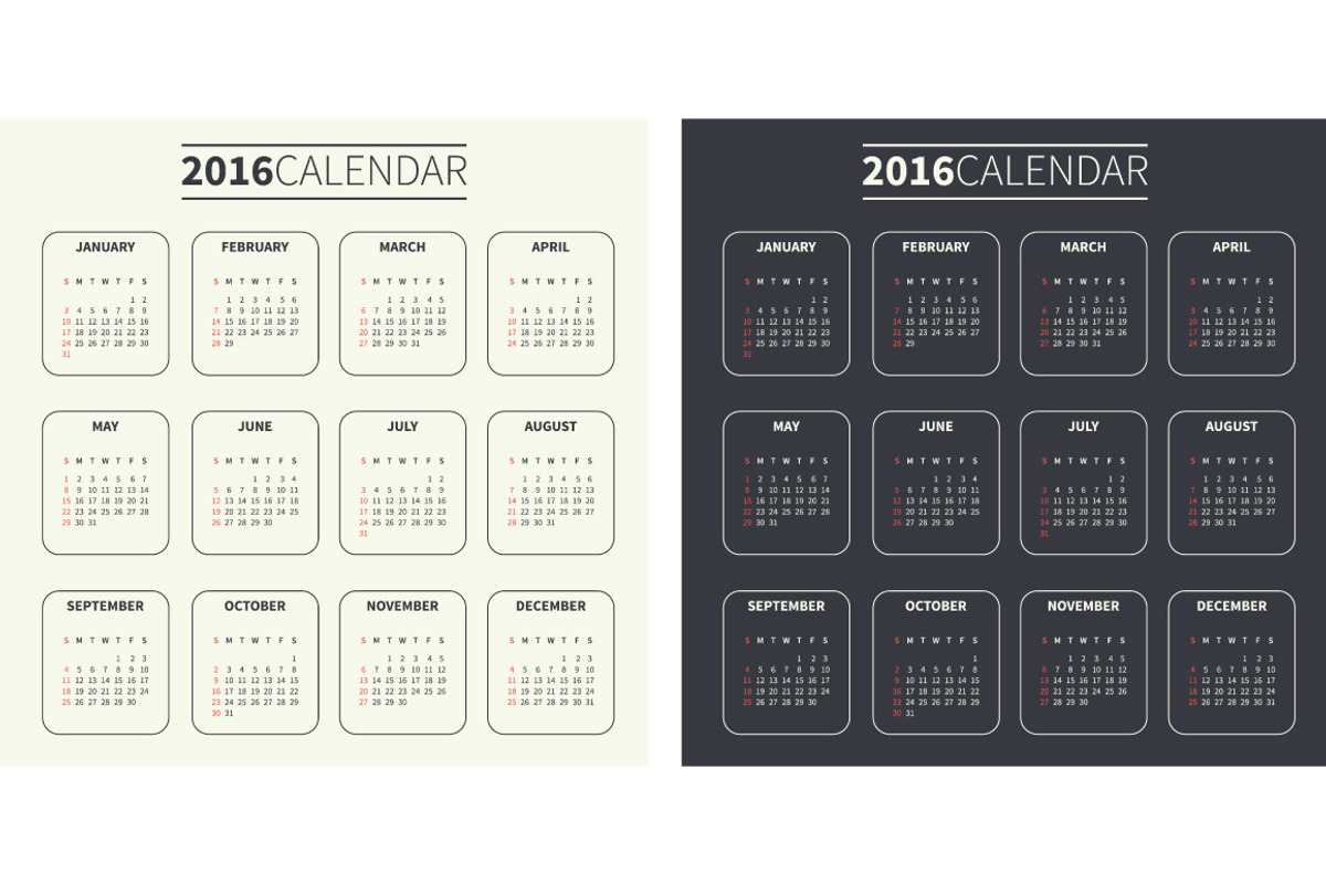 4 Calendar templates for 2016, a Background Graphic by mnke art studio (Photo 2 of 2)