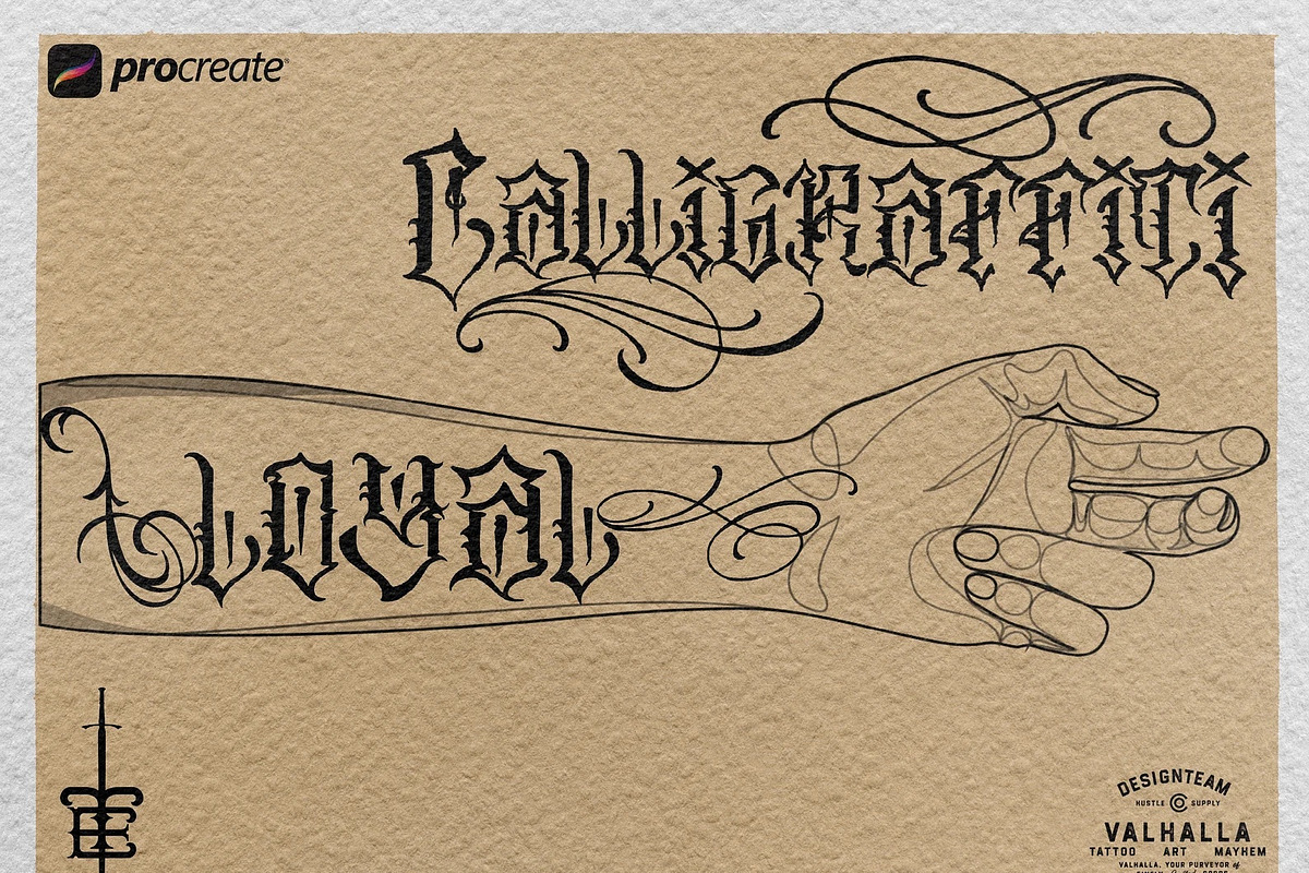 Procreate - calligraphy art bundle, a Brush Add-On by Studio.Valhalla