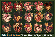 Floral Heart Clipart Bundle Png, an Object Graphic by protabsorkar11 (Thumbnail 1 of 9)