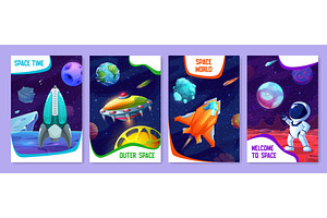 Cartoon Space Posters, Vector