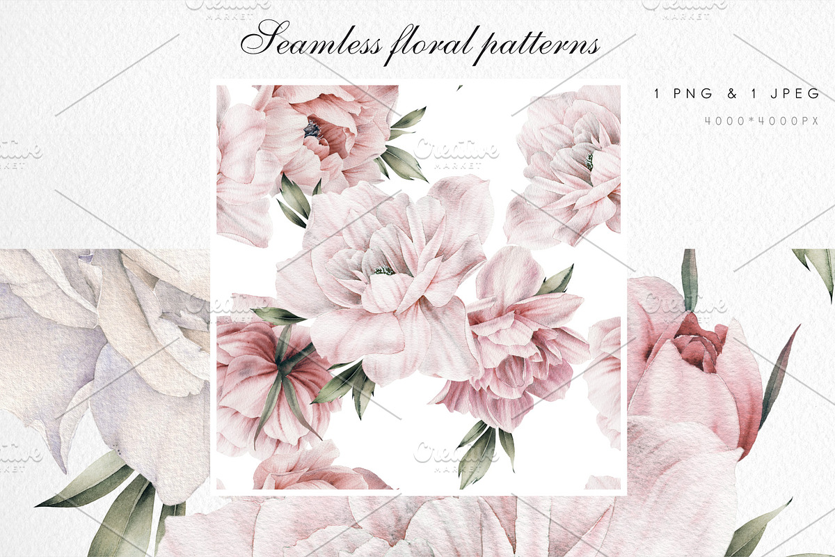 Watercolor Peony Collection, a Decorative Illustration by ollalya (Photo 6 of 9)
