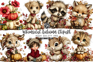 Whimsical Autumn PNG Clipart, a Seasonal Illustration by OK Design