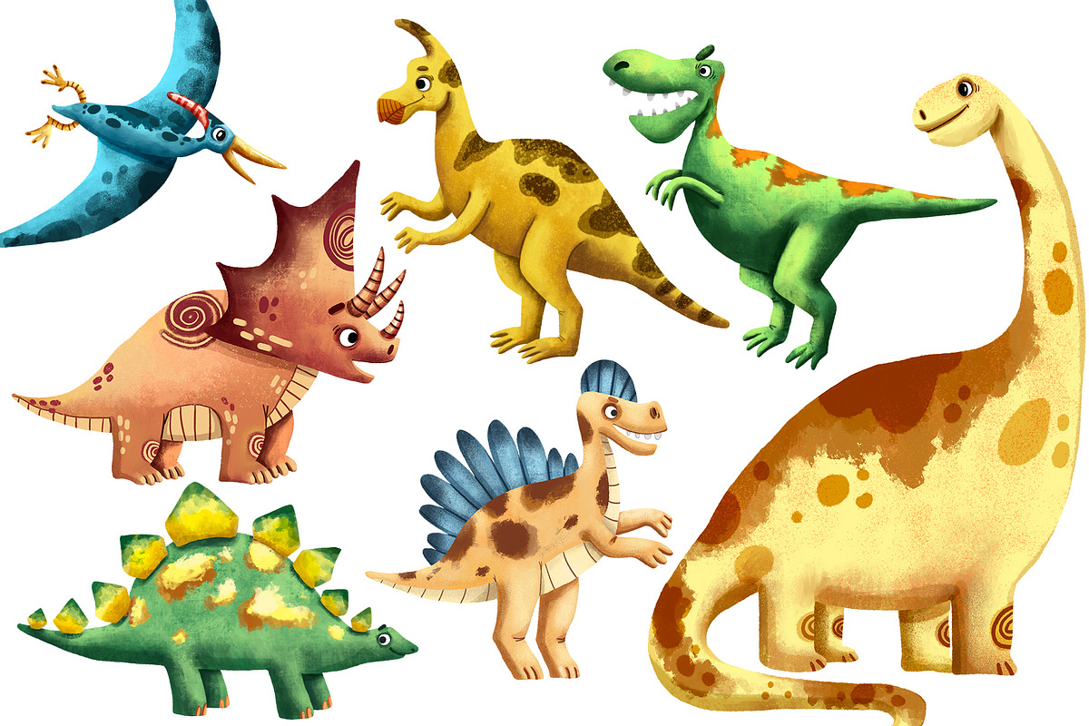 My Friends Dinosaurs - Clip Art Set, an Animal Illustration by Mashamashastu (Photo 2 of 12)