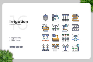 Irrigation Colored Icons, an Icon by Upnowgraphic