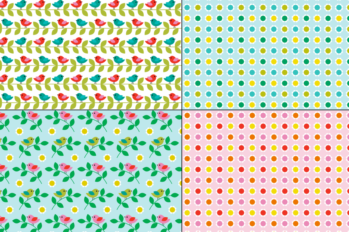 Seamless Bird & Butterfly Patterns preview 6