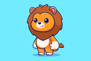 Cute Lion Mascot Cartoon, an Animal Illustration by Catalyst Labs