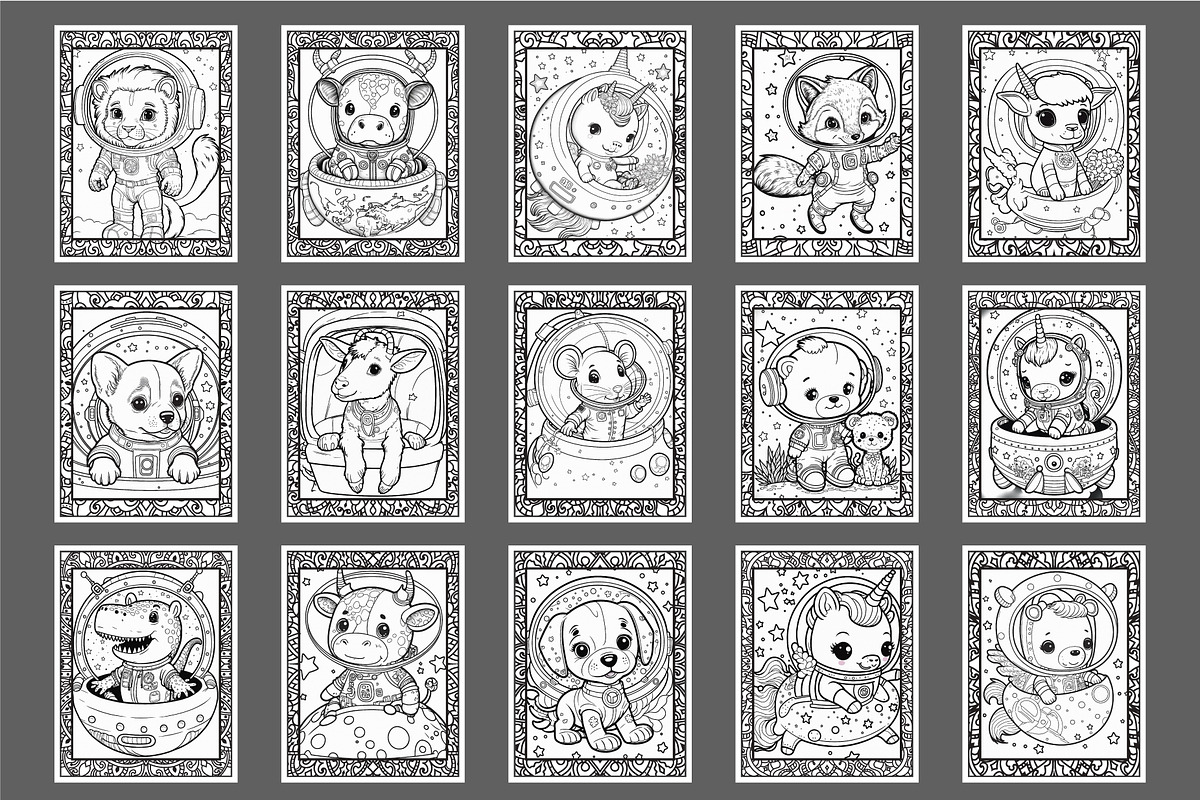 52 Cute Astronaut Coloring Pages, a Technology Illustration by Blue Digital Studio (Photo 4 of 4)
