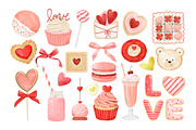 Watercolor Valentines Day Sweets, a Seasonal Illustration by ArtGiftsStudio (Thumbnail 3 of 4)