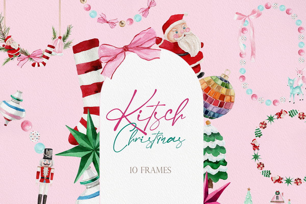 Watercolor Clipart-KITSCH Christmas, a Decorative Illustration by Beigetime (Photo 14 of 15)