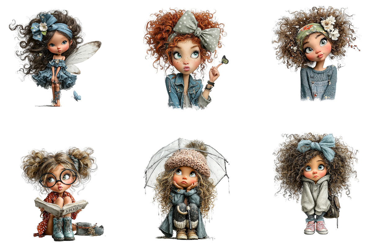 Cute Quirky Girl Clipart, a Seasonal Illustration by CreationArt (Photo 5 of 5)