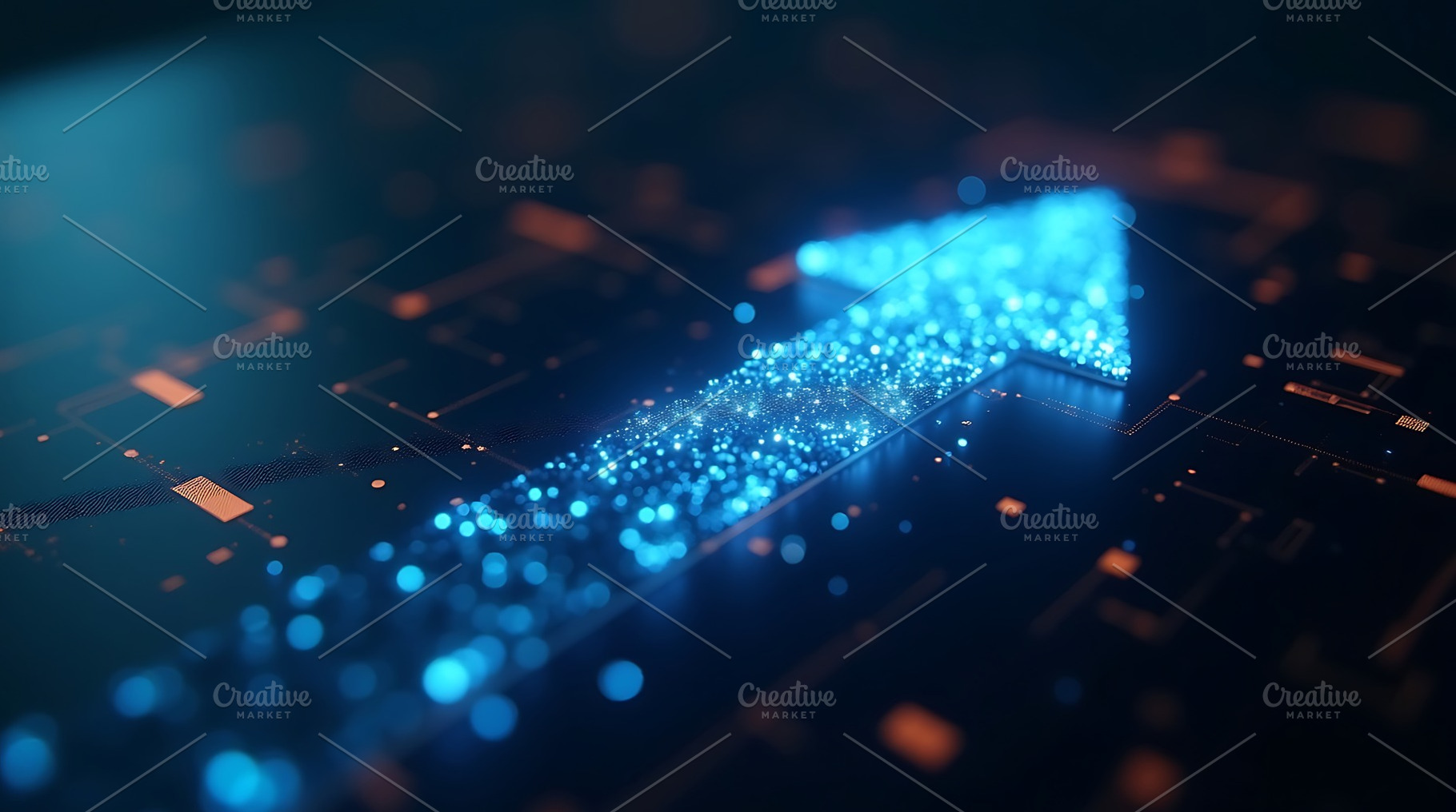 Blue digital arrow pointing up for, a Business Photo by Artonix