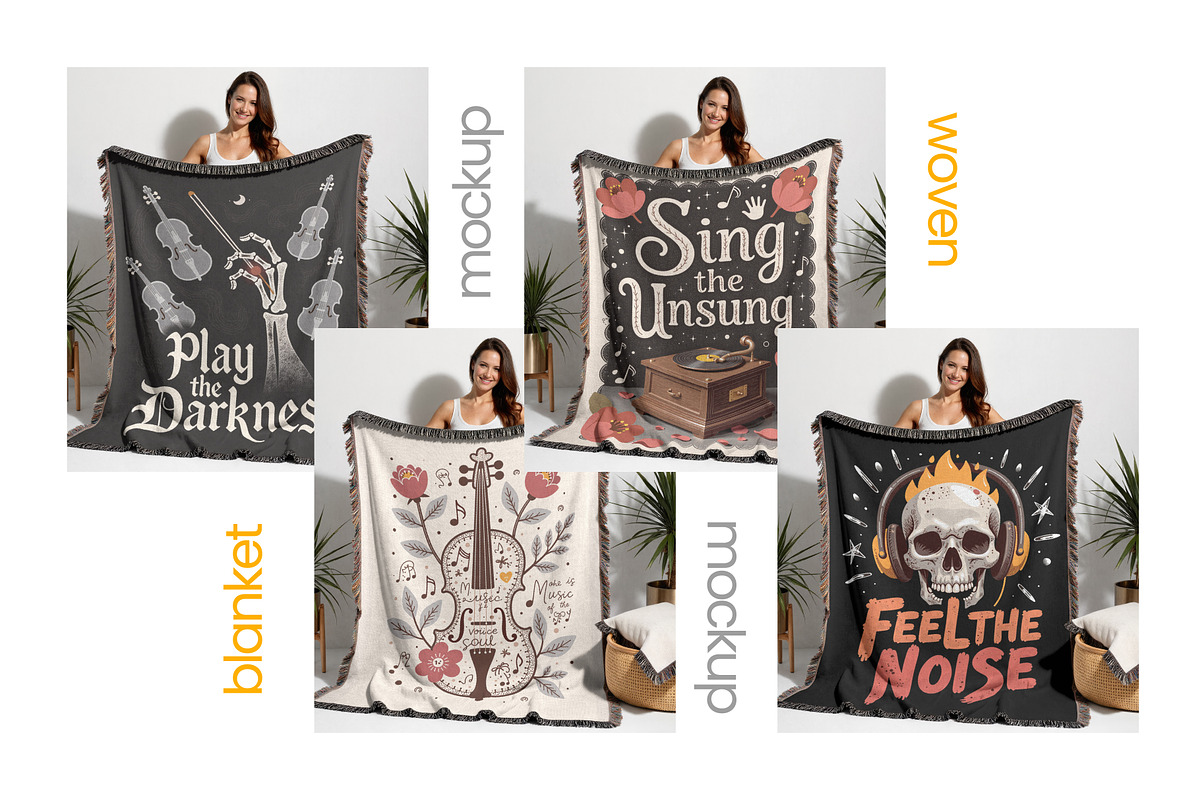 50x60 Woven Blanket Mockup Held-Up, an Apparel Mockup by Mockups Studio (Photo 3 of 9)