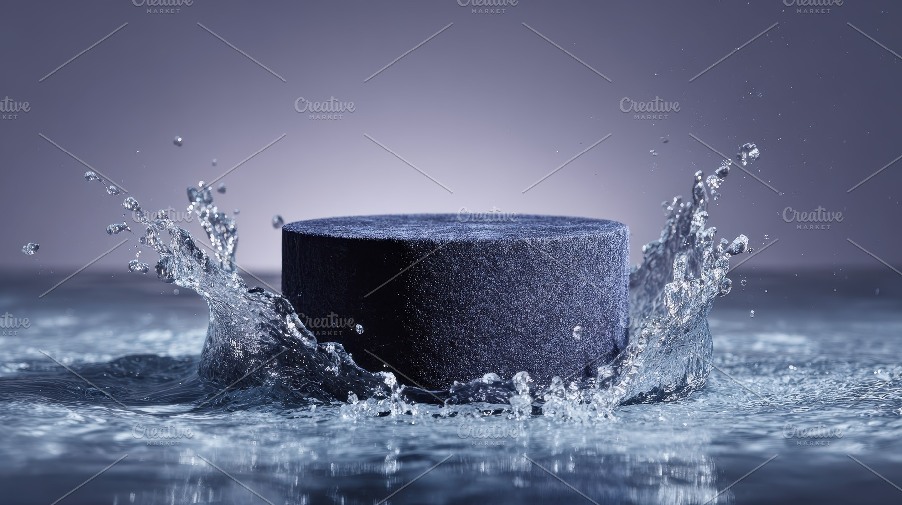Dark cylindrical object in water spl, a Photo by Pixeness Studio