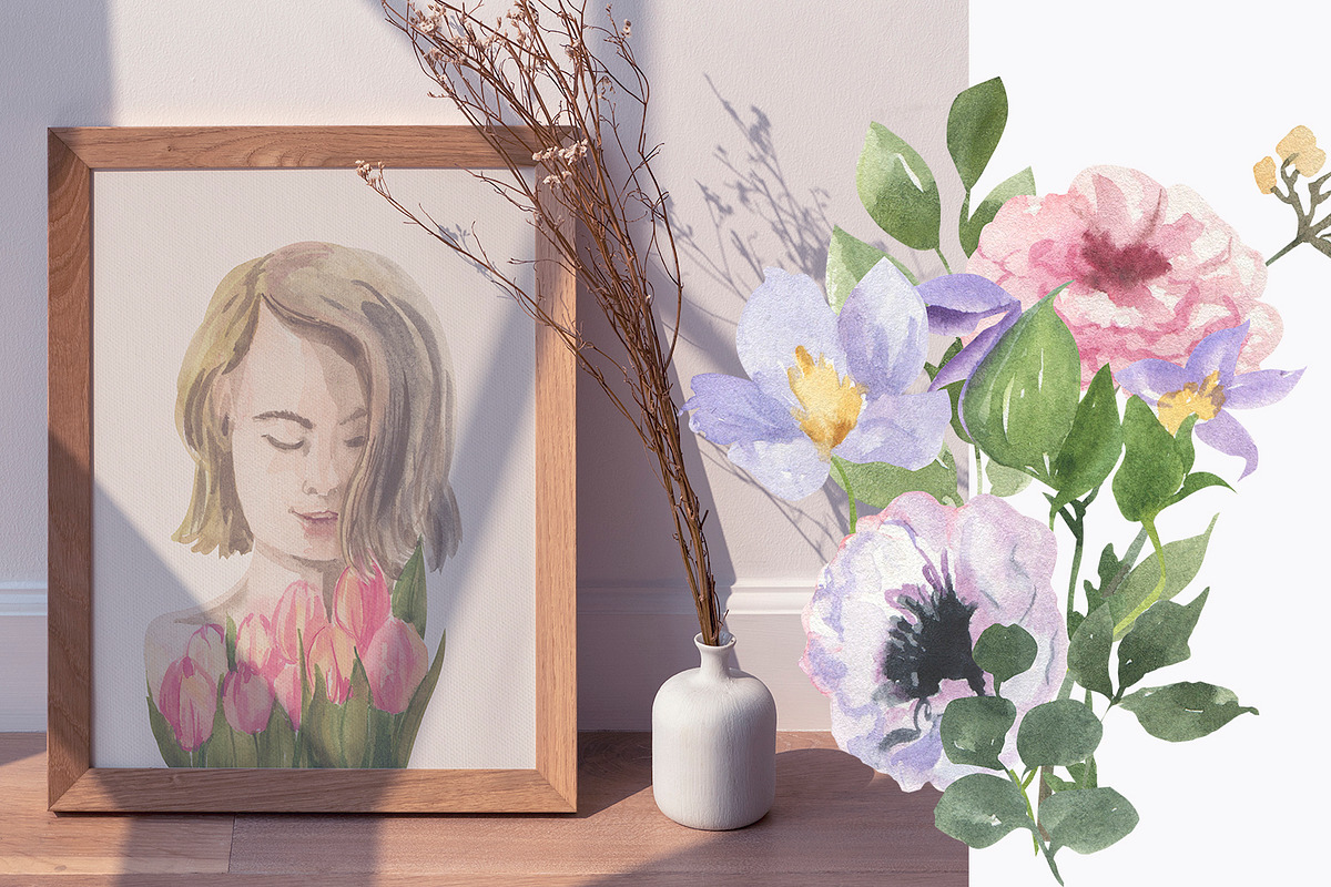 Spring bouquet watercolor clipart, a Decorative Illustration by Love Watercolor Store (Photo 2 of 9)