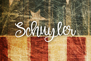 Schuyler Script, a Script Font by OnTheSpotStudio (Thumbnail 1 of 3)