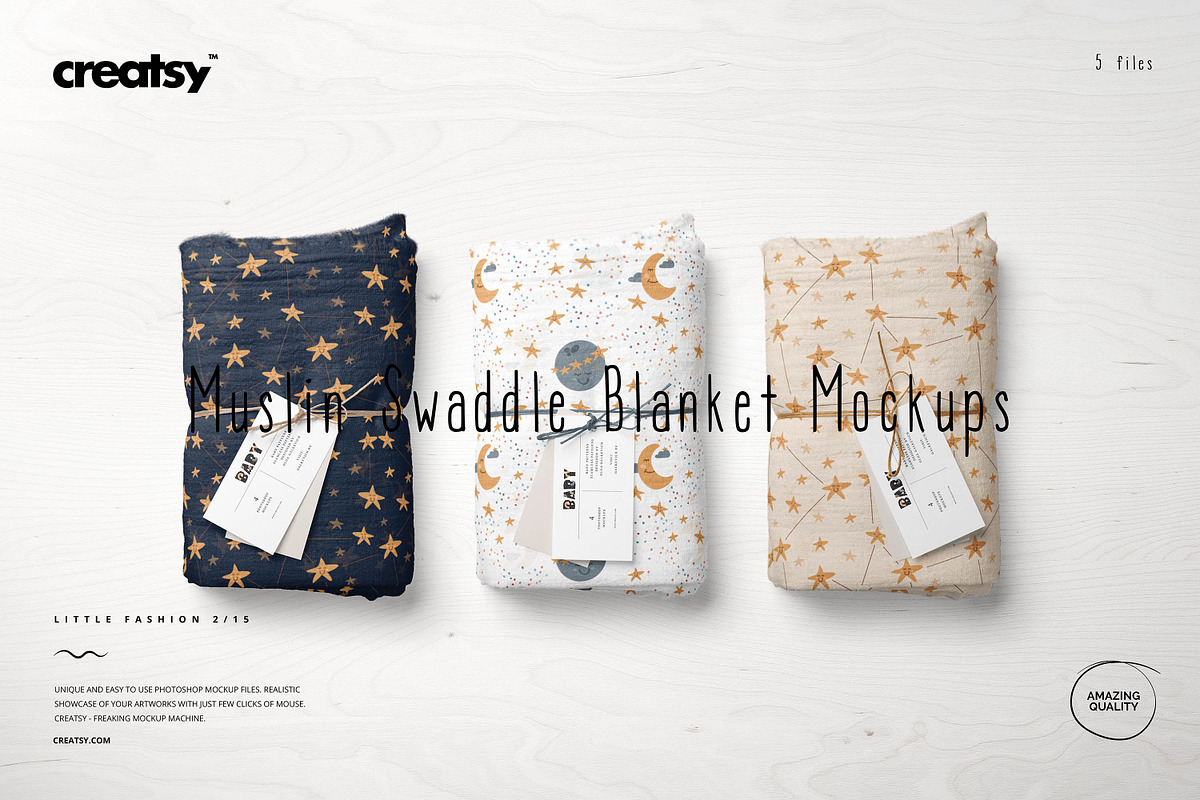 Muslin Swaddle Blanket Mockup Set, a Product Mockup by creatsy5 (Photo 1 of 11)