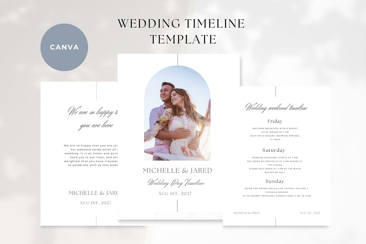 Wedding Timeline CANVA Template, a Stationery Template by Jay Luxe Creative (Photo 1 of 5)