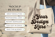 Natural Tote Bag Mockup, Beach Mock, a Merchandise Mockup by OniriqveDesigns (Thumbnail 2 of 3)