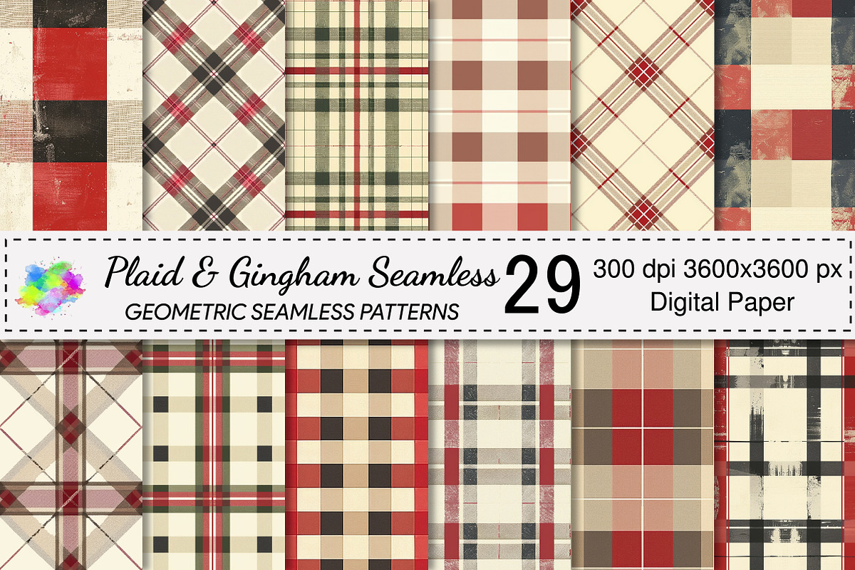 Plaid & Gingham Seamless Patterns, a Texture Graphic by Canvas Craft (Photo 1 of 9)