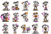 Whimsical Valentine Dog Clipart, an Illustration by OK Design (Thumbnail 3 of 6)