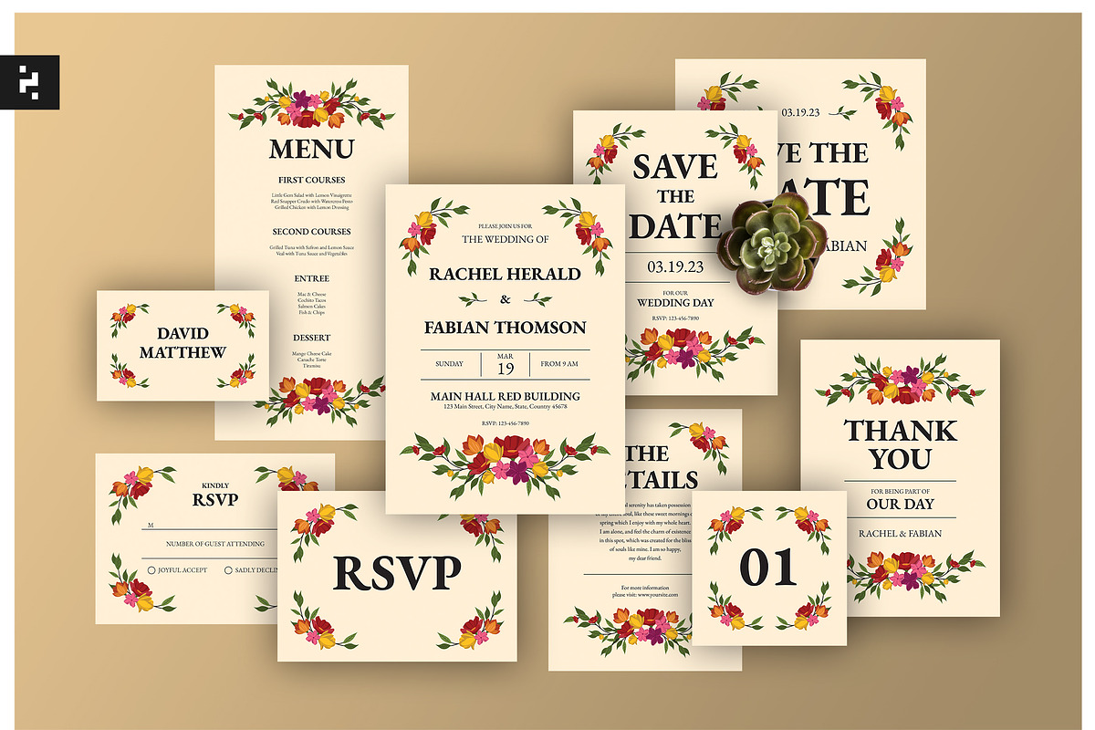 Vintage Floral Wedding Suite, an Invitation Template by Neermana (Photo 1 of 4)