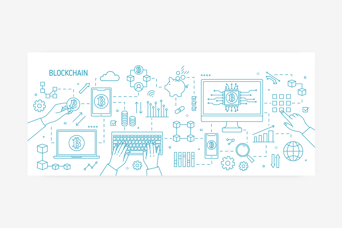 Blockchain technology banner, a Technology Illustration by Good Studio (Photo 2 of 3)